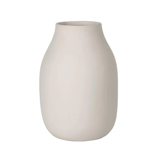 blomus Vase -COLORA- | Blumenvase aus Keramik | Farbe Moonbeam | Größe L Ø14x20H cm | hochwertige Handarbeit