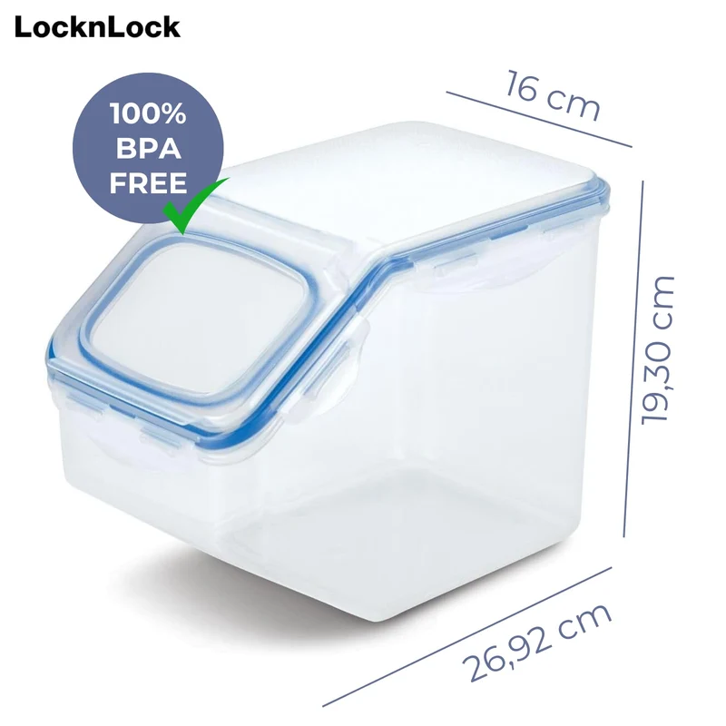 LocknLock PP Classic Küchen Caddy mit Klappdeckel | 5L | 25,7 x 15,7 x 19,1 cm | Schüttdose | Aufbewahrungsbox für Lebensmittel | Müslispender