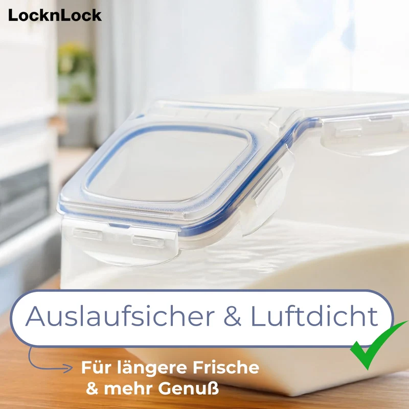 LocknLock PP Classic Küchen Caddy mit Klappdeckel | 5L | 25,7 x 15,7 x 19,1 cm | Schüttdose | Aufbewahrungsbox für Lebensmittel | Müslispender