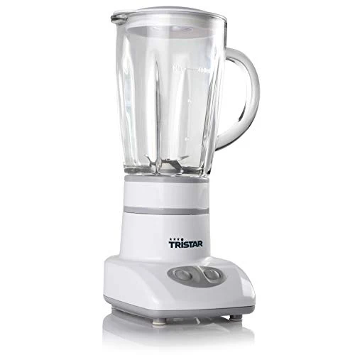 Tristar BL-4431 Mixer – Edelstahlklingen – 2 Geschwindigkeiten - 450 ml Glaskanne - Kompakt