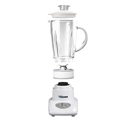 Tristar BL-4431 Mixer – Edelstahlklingen – 2 Geschwindigkeiten - 450 ml Glaskanne - Kompakt