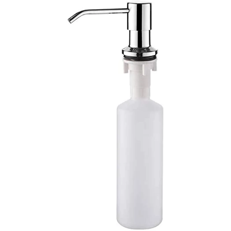 Ibergrif Seifenspender Küche Einbau – Spülmittelspender mit 500 ml Flasche, 360° drehbare Edelstahlpumpe, von Oben befüllbar, ideal für Spülbecken und Küchenspülen, Chrom
