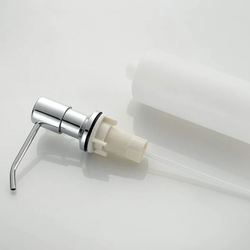 Ibergrif Seifenspender Küche Einbau – Spülmittelspender mit 500 ml Flasche, 360° drehbare Edelstahlpumpe, von Oben befüllbar, ideal für Spülbecken und Küchenspülen, Chrom