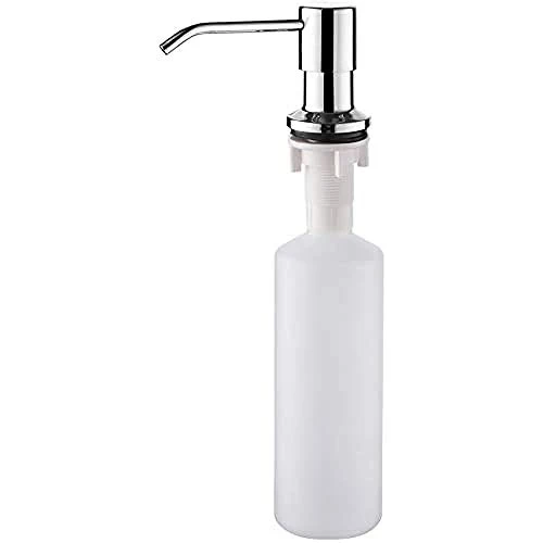 Ibergrif Seifenspender Küche Einbau – Spülmittelspender mit 500 ml Flasche, 360° drehbare Edelstahlpumpe, von Oben befüllbar, ideal für Spülbecken und Küchenspülen, Chrom