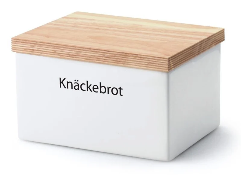 Continenta Knäckebrotdose, Knäckebrotbox, Vorratsdose für Knäckebrot mit Holzdeckel, mit Schrift: Knäckebrot, Größe: 17,5 x 13,5 x 11 cm