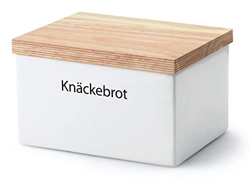 Continenta Knäckebrotdose, Knäckebrotbox, Vorratsdose für Knäckebrot mit Holzdeckel, mit Schrift: Knäckebrot, Größe: 17,5 x 13,5 x 11 cm