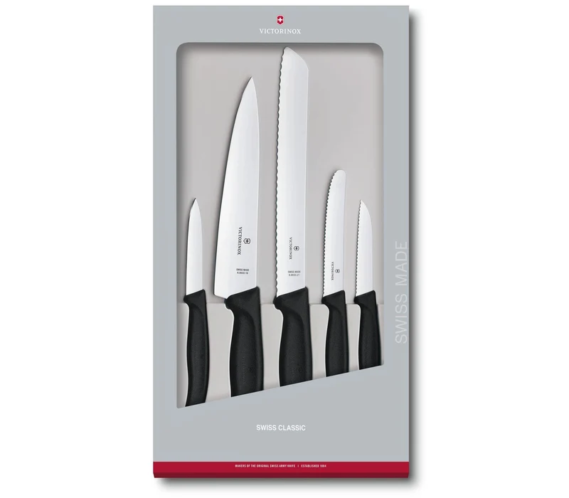 Victorinox, Swiss Classic Küchengarnitur 5tlg. schwarz, Geschenkverpackung