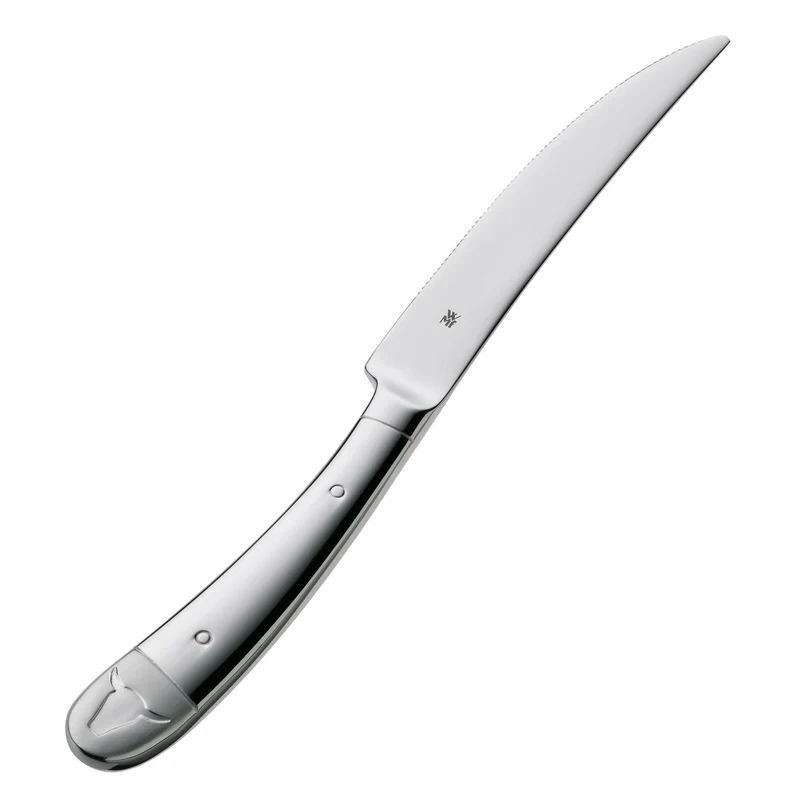 WMF Steakmesser Set 6-teilig, Pizzamesser, Cromargan Edelstahl poliert, Steak Messer, Wellenschliff, spülmaschinengeeignet, in Holzbox