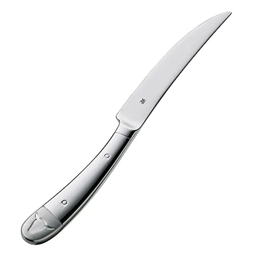 WMF Steakmesser Set 6-teilig, Pizzamesser, Cromargan Edelstahl poliert, Steak Messer, Wellenschliff, spülmaschinengeeignet, in Holzbox