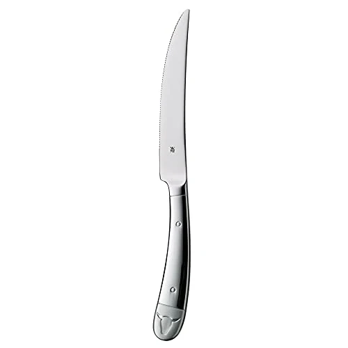 WMF Steakmesser Set 6-teilig, Pizzamesser, Cromargan Edelstahl poliert, Steak Messer, Wellenschliff, spülmaschinengeeignet, in Holzbox