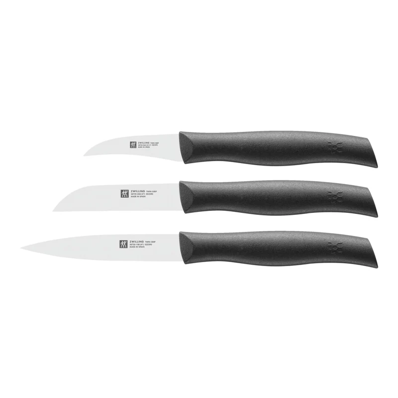 ZWILLING Twin Grip Messerset 3-teilig, Rostfreier Edelstahl, Kunststoffgriff, Schwarz