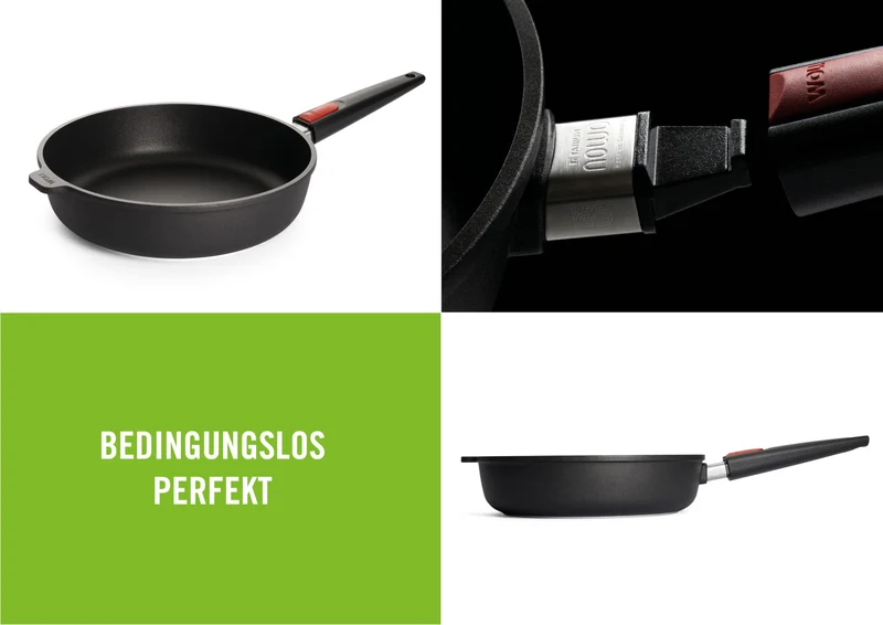 Woll Nowo Titanium Hochrandpfanne, Ø 28 cm, 7 cm hoch, mit abnehmbarem Stiel - Geeignet für Ceran, Gas, Elektro, Halogen - nicht induktionsgeeignet, Antihaft-Versiegelung