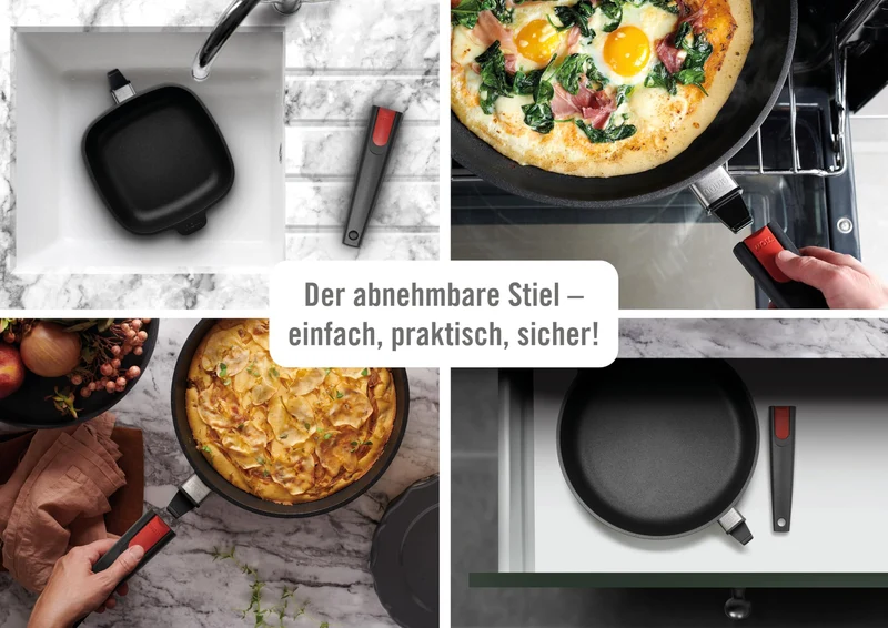 Woll Nowo Titanium Hochrandpfanne, Ø 28 cm, 7 cm hoch, mit abnehmbarem Stiel - Geeignet für Ceran, Gas, Elektro, Halogen - nicht induktionsgeeignet, Antihaft-Versiegelung