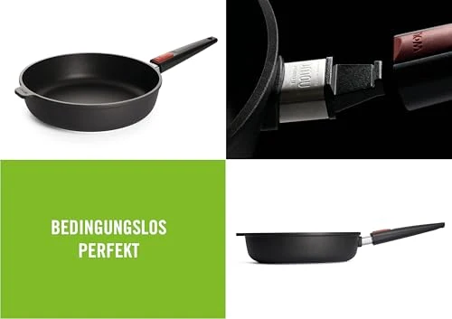 Woll Nowo Titanium Hochrandpfanne, Ø 28 cm, 7 cm hoch, mit abnehmbarem Stiel - Geeignet für Ceran, Gas, Elektro, Halogen - nicht induktionsgeeignet, Antihaft-Versiegelung