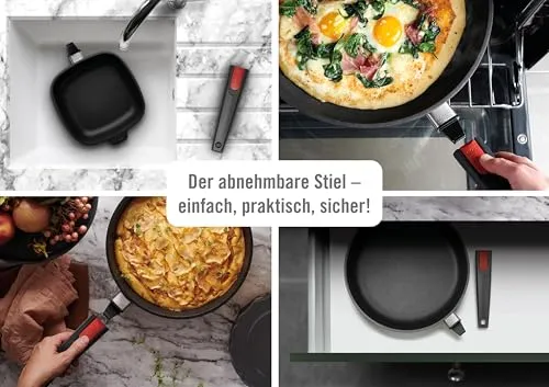 Woll Nowo Titanium Hochrandpfanne, Ø 28 cm, 7 cm hoch, mit abnehmbarem Stiel - Geeignet für Ceran, Gas, Elektro, Halogen - nicht induktionsgeeignet, Antihaft-Versiegelung