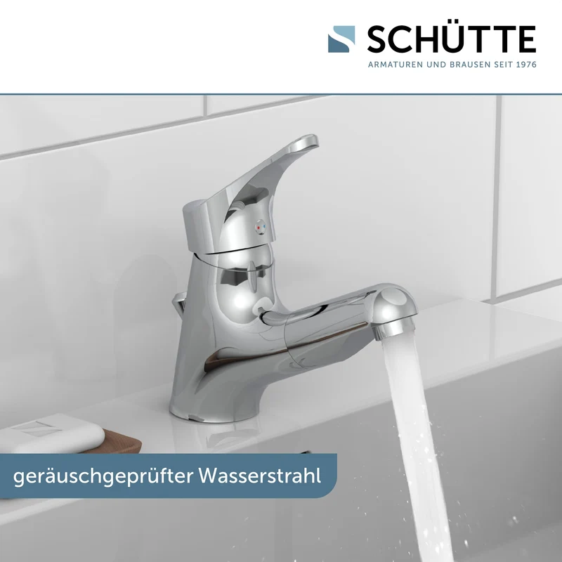 ATTICA 22150 Waschtischarmatur Bad, Wasserhahn mit Haarbrause, Badarmatur mit ausziehbarer Brause zum Haarewaschen, Einhebelmischer herausziehbar mit Ablaufgarnitur, Chrom