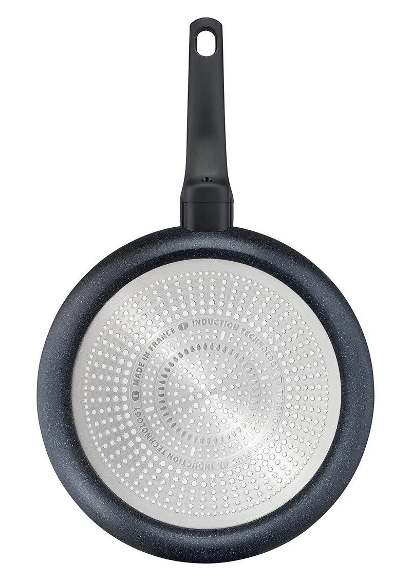 Tefal Black Stone Bratpfanne 28 cm, Mineralia+ Antihaftversiegelung, sicher, Thermo-Signal, induktionsgeeignet, gesund Kochen, Stone-Effekt, schwarz, G28106