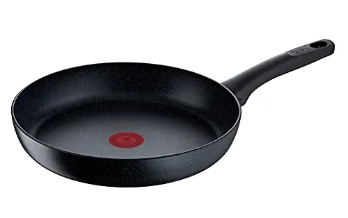 Tefal Black Stone Bratpfanne 28 cm, Mineralia+ Antihaftversiegelung, sicher, Thermo-Signal, induktionsgeeignet, gesund Kochen, Stone-Effekt, schwarz, G28106