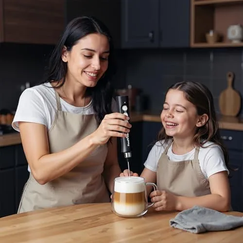 FoodVille MF02 2 in 1 Wiederaufladbarer Milchaufschäumer Stab USB Elektrische für Latte, Macchiato, Cappuccino, Kugelsicherer, Proteinpulver, Keto-Diät, Matcha