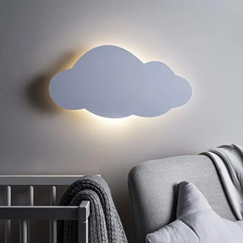Lights4fun Wolkenlampe Wandlampe mit Fernbedienung & Timer | LED Nachtlicht Kinderzimmer warmweiß | Batteriebetriebene Wandleuchte Wolke Deko für Baby- & Schlafzimmer | 45 x 12 cm Weiß
