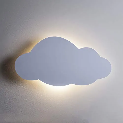 Lights4fun Wolkenlampe Wandlampe mit Fernbedienung & Timer | LED Nachtlicht Kinderzimmer warmweiß | Batteriebetriebene Wandleuchte Wolke Deko für Baby- & Schlafzimmer | 45 x 12 cm Weiß