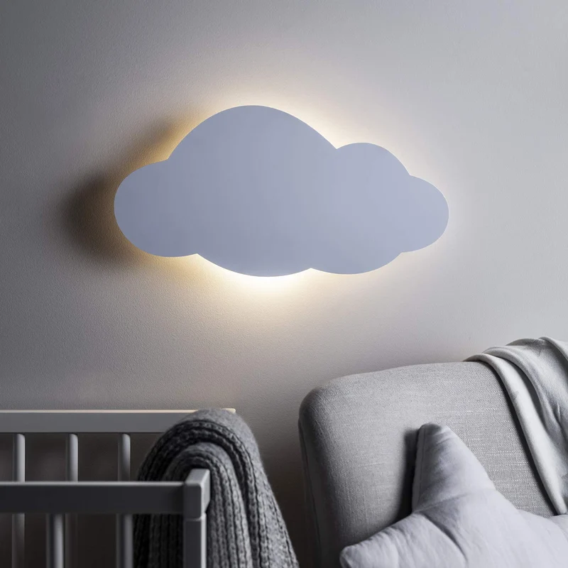Lights4fun Wolkenlampe Wandlampe mit Fernbedienung & Timer | LED Nachtlicht Kinderzimmer warmweiß | Batteriebetriebene Wandleuchte Wolke Deko für Baby- & Schlafzimmer | 45 x 12 cm Weiß