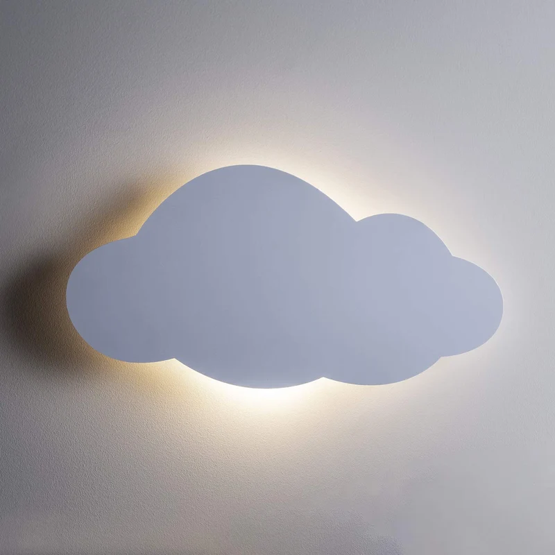 Lights4fun Wolkenlampe Wandlampe mit Fernbedienung & Timer | LED Nachtlicht Kinderzimmer warmweiß | Batteriebetriebene Wandleuchte Wolke Deko für Baby- & Schlafzimmer | 45 x 12 cm Weiß