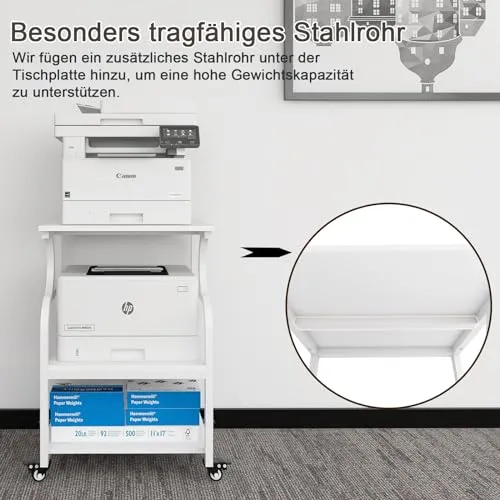 PUNCIA 3-Ebenen Druckertisch höhenverstellbar 60 x 50 cm Druckerständer