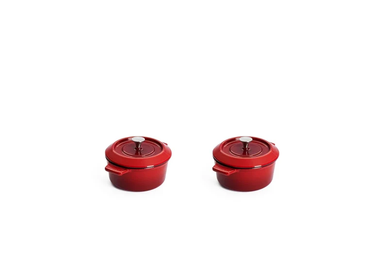 WOLL 'Iron set aus 2 mini Kasserollen in Chili Red Ø 10 cm, 5 cm 0,3 Lt'