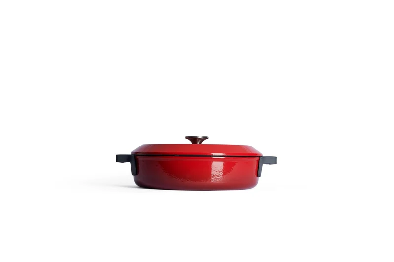 WOLL 'Iron Kasserolle mit Deckel in Chili Red Ø 28 cm, 7 cm 3,8 Lt'