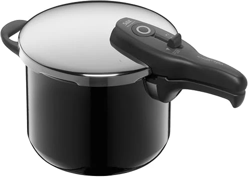 Silit Sicomatic t-plus Schnellkochtopf 6,5l, Schnelltopf 22 cm, Silargan Funktionskeramik, Induktion, 3 Kochstufen, Einhand-Drehregler, schwarz
