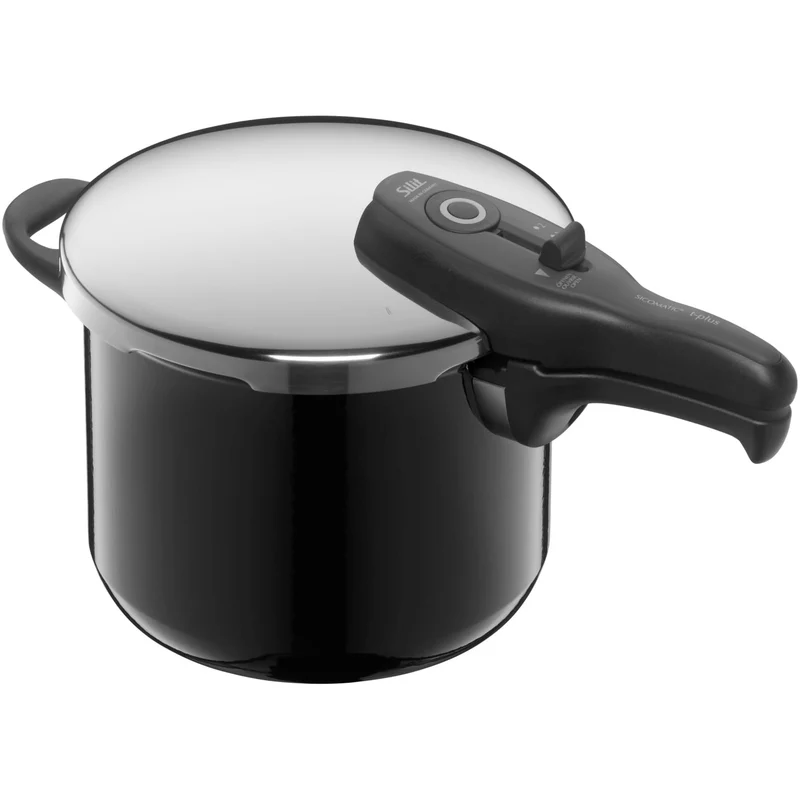 Silit Sicomatic t-plus Schnellkochtopf 6,5l, Schnelltopf 22 cm, Silargan Funktionskeramik, Induktion, 3 Kochstufen, Einhand-Drehregler, schwarz