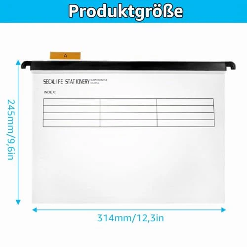 20 Stück Hängemappen A4 aus Kunststoff, Transparent, für Büro