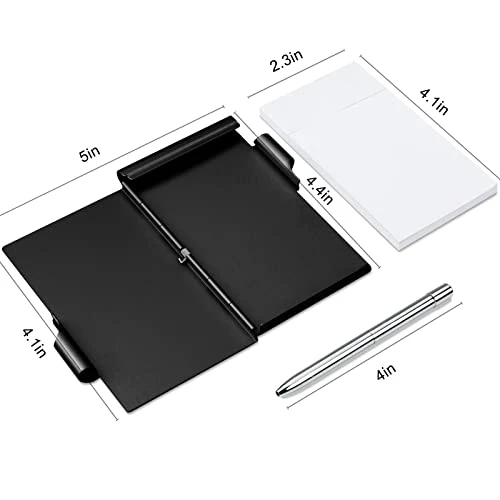 amassan Kleines Notizbuch aus Metall, Mini-Notizblock, kleiner Taschen-Notizblock aus Aluminium mit Mini-Metallstift und 60-Seiten-Blättern - Notizbücher Notizblöcke (Black)