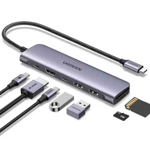 UGREEN USB C Hub HDMI 4K, Multiport Adapter mit SD/TF Kartenleser