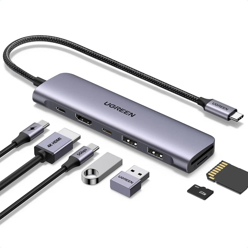 UGREEN USB C Hub HDMI 4K, Multiport Adapter mit SD/TF Kartenleser
