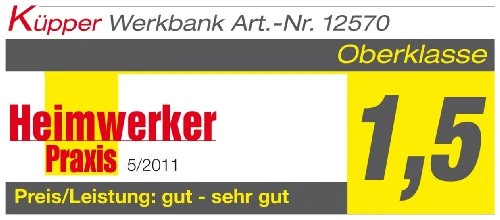 Küpper Werkbank 12577, 170 x 60 x 84 cm, 6 Schubladen, 1 Tür, 300 kg Traglast, 30 mm Massive Buchenarbeitsplatte