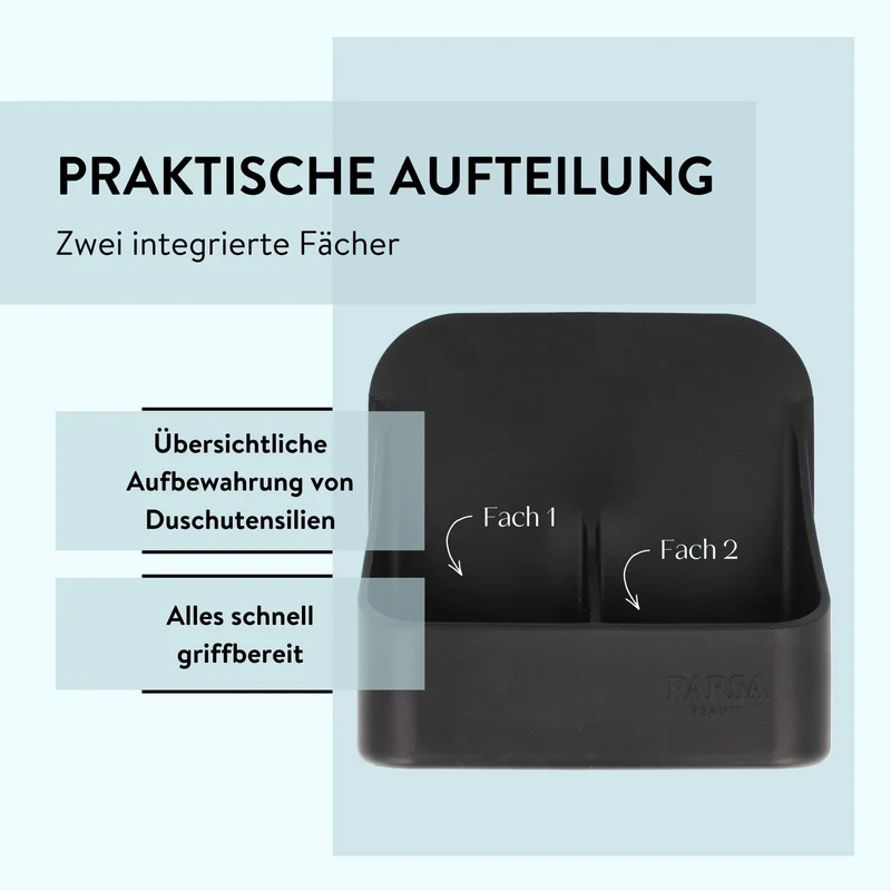 PARSA BEAUTY Silikon Duschablage Organizer schwarz, selbstklebend