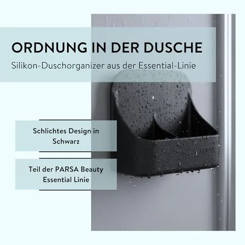 PARSA BEAUTY Silikon Duschablage Organizer schwarz, selbstklebend