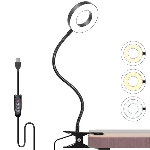 Foneso Klemme Lampe,48 LEDs Dimmbare Leselampe Bett(Schwarz)