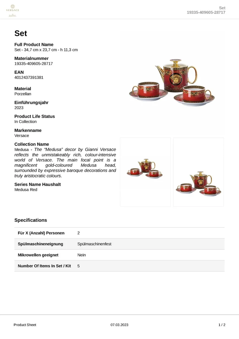 Rosenthal Versace - Medusa 'Set Tea for 2' 2023