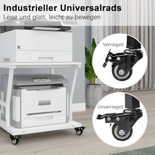 PUNCIA 2-Ebenen Druckerständer Druckertisch mit Rollen 50 x 50 cm