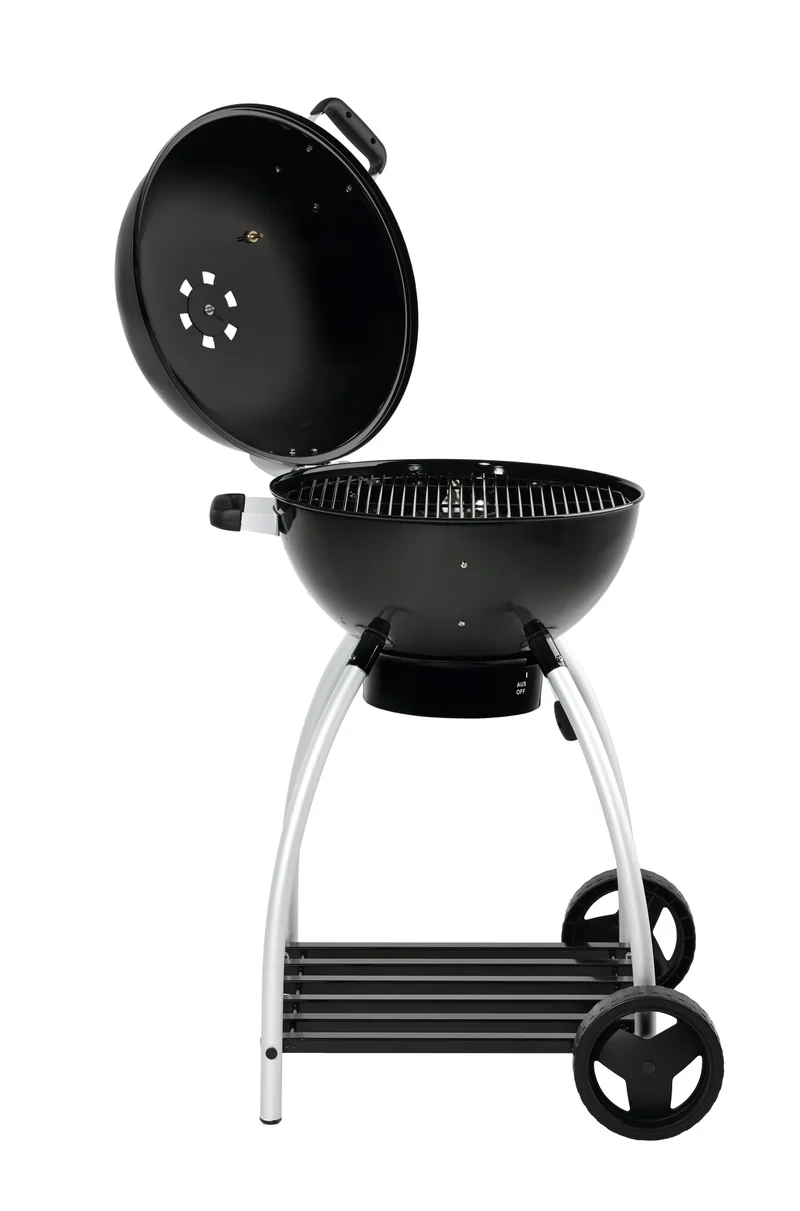 RÖSLE Holzkohle-Kugelgrill No.1 Sport F50, Hochwertiger Kohlegrill mit einstellbarer Luftzufuhr, Deckelscharnier, Deckelthermometer, stabiler Ablage, extra großer Grillfläche und Grillraum