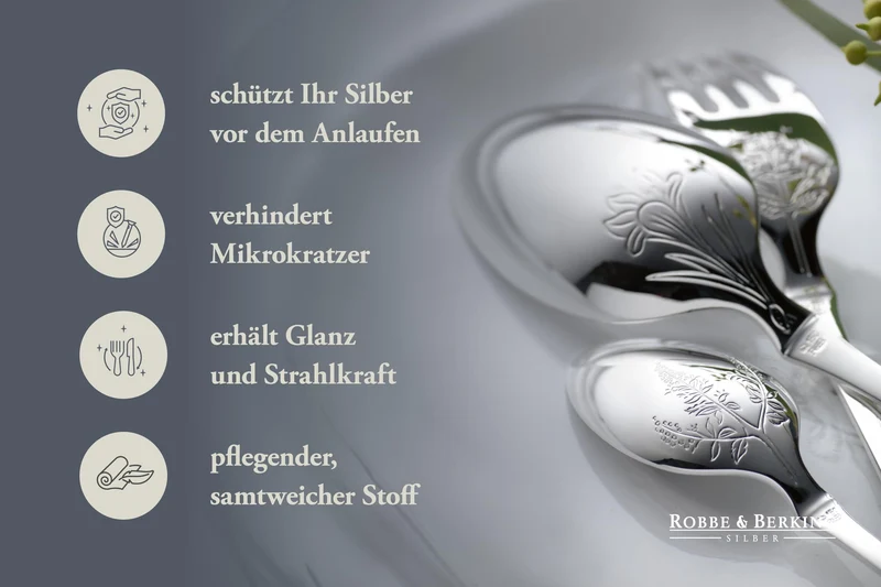 Robbe & Berking Silberbesteck-Abdecktuch für 185-teilige Bestecke | Anlaufschutz aus samtweichem Baumwollflanell, 51,5 x 38,5 cm
