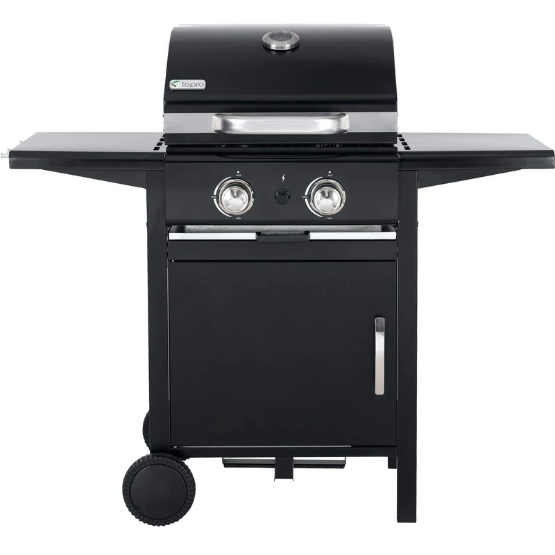 tepro Gasgrill Mayfield 2 mit 2 hochwertigen, leistungsstarken Edelstahlbrennern, verchromten Grillrosten (Rost-in-Rost-System), großer Warmhaltefläche, integriertem Thermometer im Deckel und praktisc
