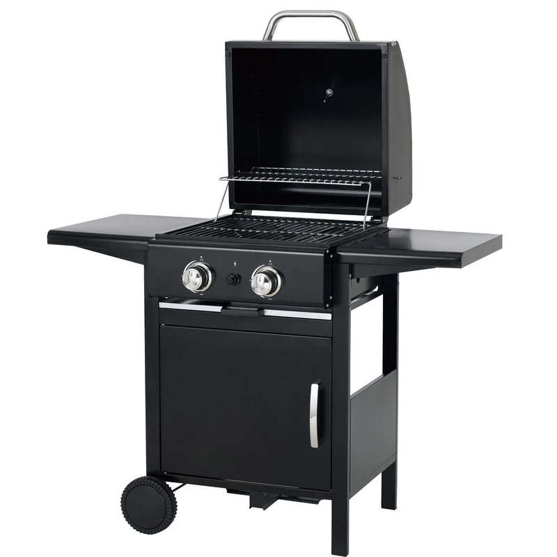 tepro Gasgrill Mayfield 2 mit 2 hochwertigen, leistungsstarken Edelstahlbrennern, verchromten Grillrosten (Rost-in-Rost-System), großer Warmhaltefläche, integriertem Thermometer im Deckel und praktisc