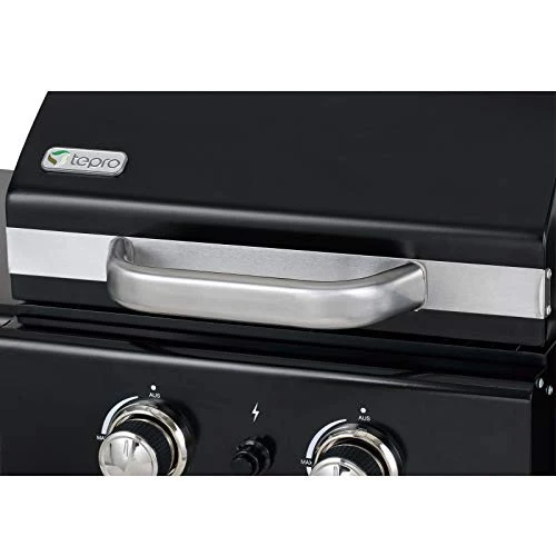 tepro Gasgrill Mayfield 2 mit 2 hochwertigen, leistungsstarken Edelstahlbrennern, verchromten Grillrosten (Rost-in-Rost-System), großer Warmhaltefläche, integriertem Thermometer im Deckel und praktisc