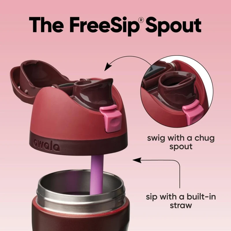 Owala FreeSip - Stainless Steel - 24-oz. - Red (Black Cherry) (Amazon)(A7)