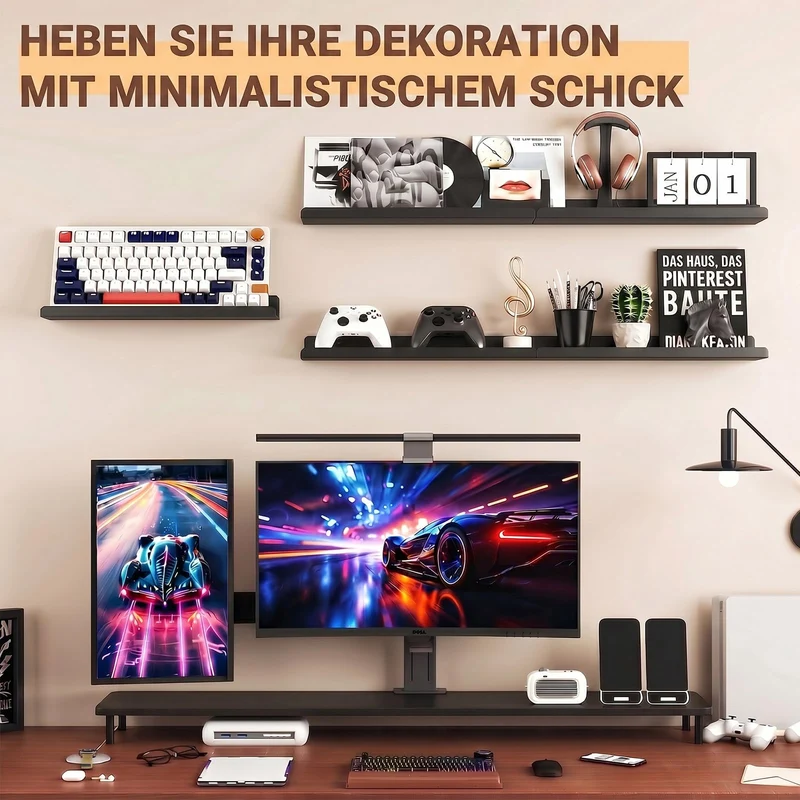 Schwarze Schweberegale, 3er Set, Industrieller Stil Metall Wandregale, Verschiedene Größen Wandmontiertes Lagerregal für Schlafzimmer, Wohnzimmer, Badezimmer, Küche