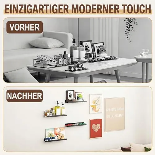 Schwarze Schweberegale, 3er Set, Industrieller Stil Metall Wandregale, Verschiedene Größen Wandmontiertes Lagerregal für Schlafzimmer, Wohnzimmer, Badezimmer, Küche